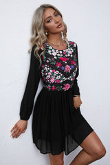 Floral Mesh Sleeve Lined Dress by Blak Wardrob