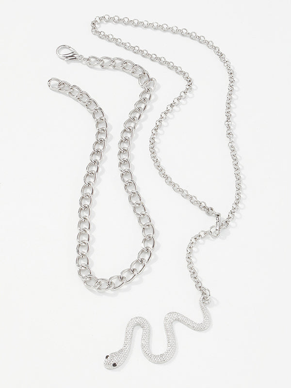 Two Pieces Chains Snake Shape Necklaces Accessories by migunica