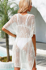 Side Slit Tassel Openwork Cover-Up Dress by Faz