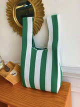 Contrast Color Striped Bags Woven Handbag by migunica