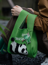 Panda-Patterned Woven Handbag Bags by migunica