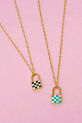 Checkered Locket Necklace by Ellisonyoung.com