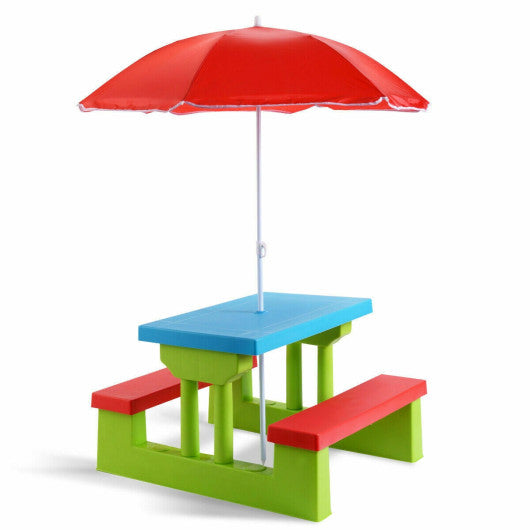 Kids Picnic Folding Table and Bench with Umbrella