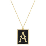 Gold Dipped Enamel Rectangle Monogram Pendant Necklace by Madeline Love