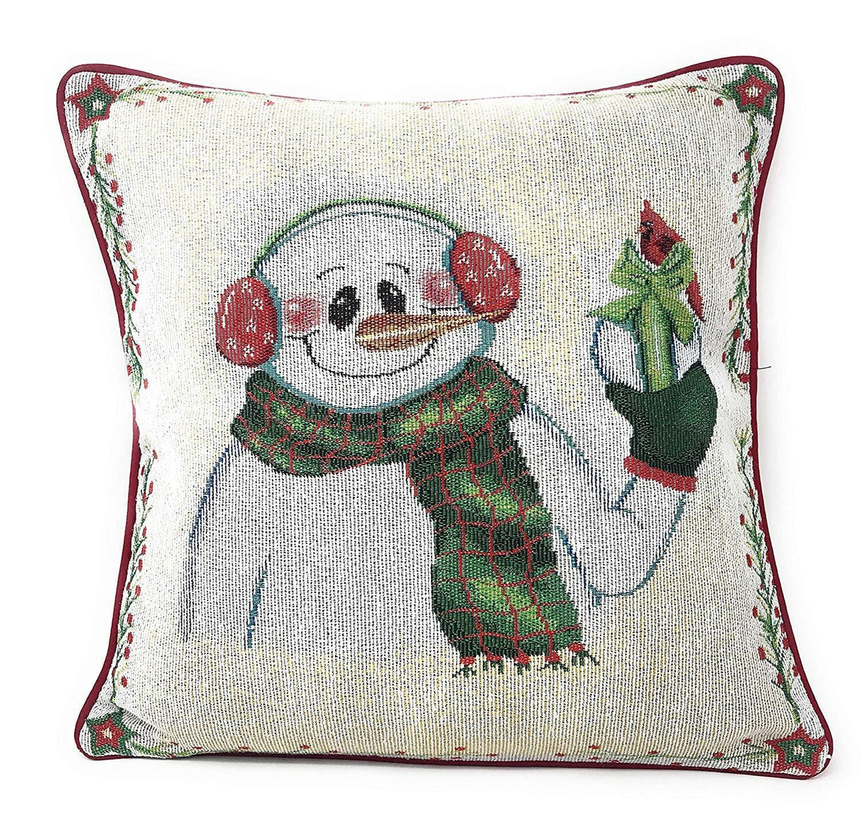 DaDa Bedding Set of 4 Pieces - Magical Santa Snowman Gingerbread Christmas Holiday Tapestry Throw Pillow Covers Bundle Pack - 16" x 16" by DaDa Bedding Collection