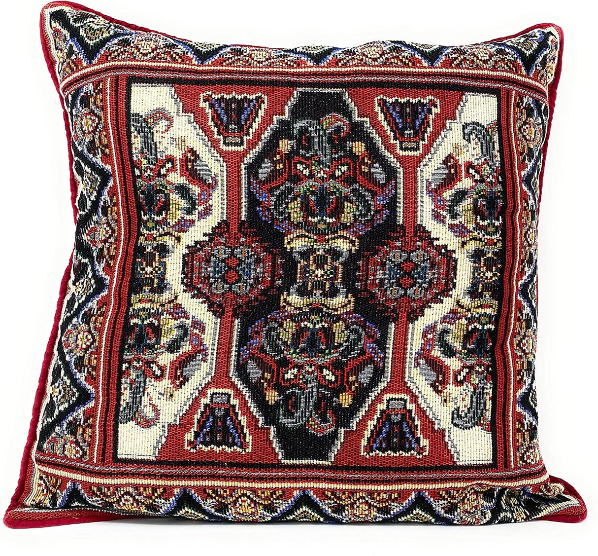 DaDalogy Elegant Majestic Kilim Red Rug Ornate Tapestry Throw Pillow Covers 16" x 16" (18195) by DaDa Bedding Collection