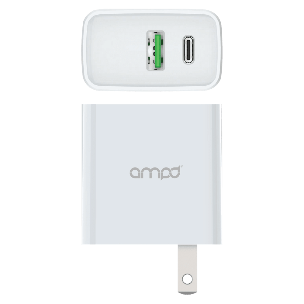 AMPD PD Fast 20W USB C and USB A Dual Port Wall Charger by AMPD