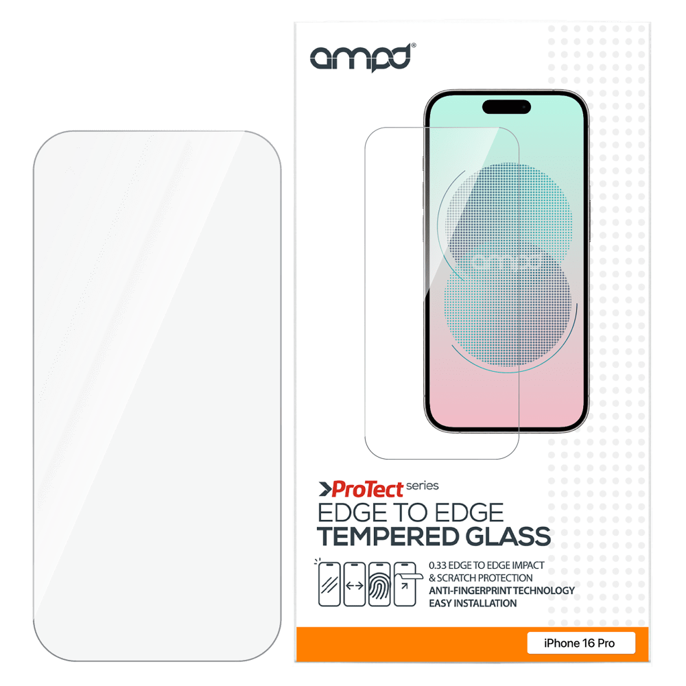 AMPD 0.33 Impact Flex Clear Tempered Glass Screen Protector for Apple iPhone 16 Pro by AMPD