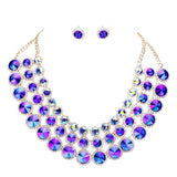 Crystal Pave Trim Round Evening Necklace Earring Set by Madeline Love