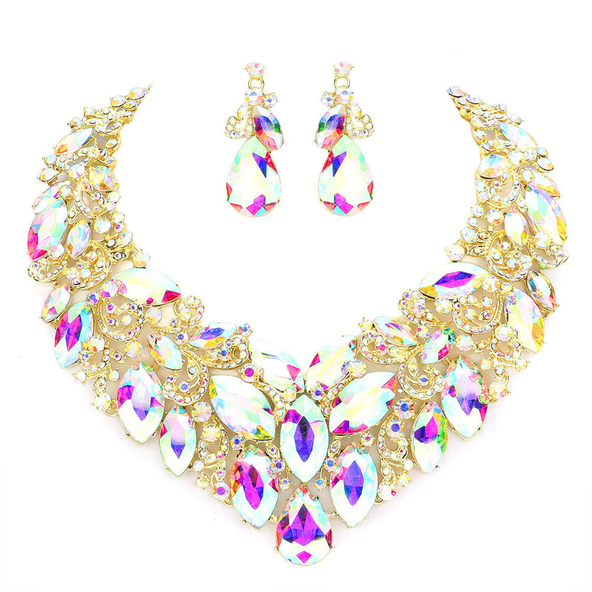 Marquise Stone Cluster Accented Evening Necklace by Madeline Love