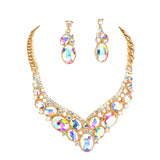 Oval Glass Crystal Evening Necklace by Madeline Love