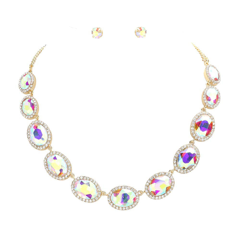 Oval Stone Link Evening Necklace by Madeline Love