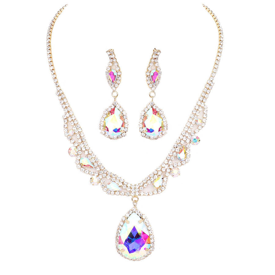 Teardrop Crystal Rhinestone Collar Evening Necklace by Madeline Love