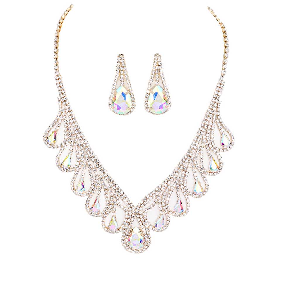 Teardrop Crystal Rhinestone Collar Necklace by Madeline Love