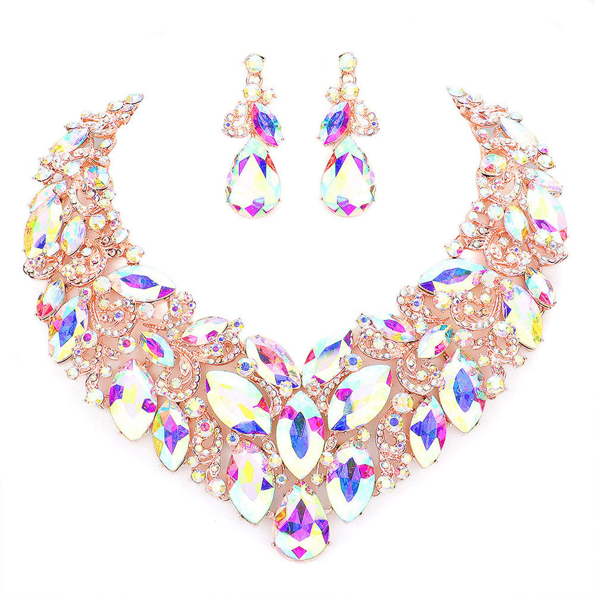 Marquise Stone Cluster Accented Evening Necklace by Madeline Love