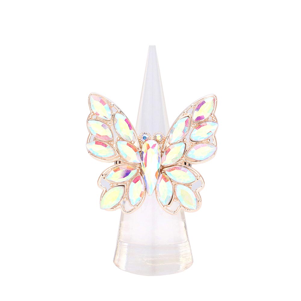 Marquise Stone Cluster Butterfly Stretch Ring by Madeline Love