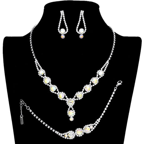 3PCS Rhinestone Bubble Necklace Jewelry Set by Madeline Love