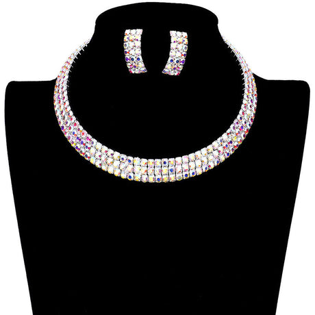 3 Rows Rhinestone Open Choker Necklace by Madeline Love