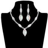 Marquise Stone Accented Rhinestone Necklace Earring Set by Madeline Love