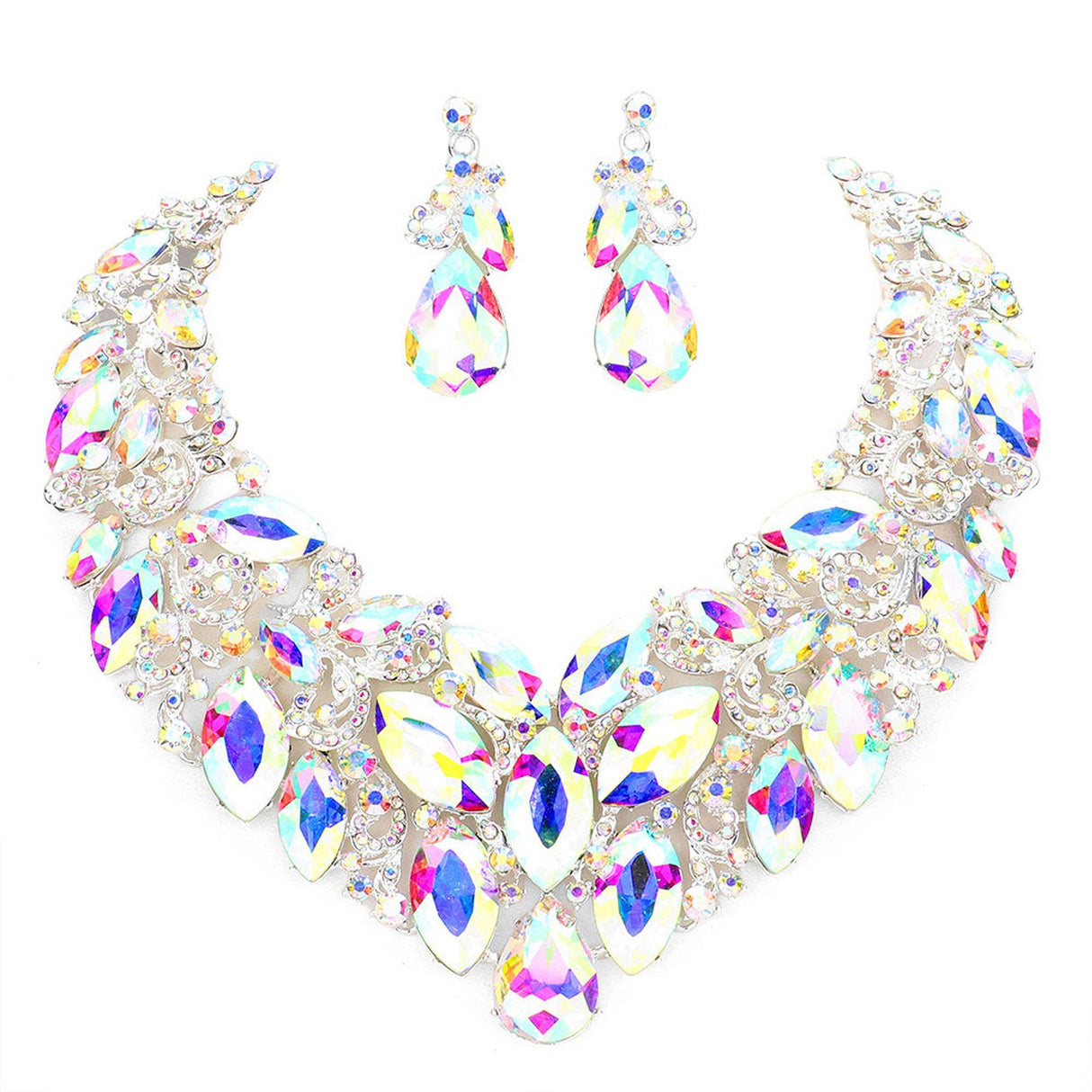 Marquise Stone Cluster Accented Evening Necklace by Madeline Love