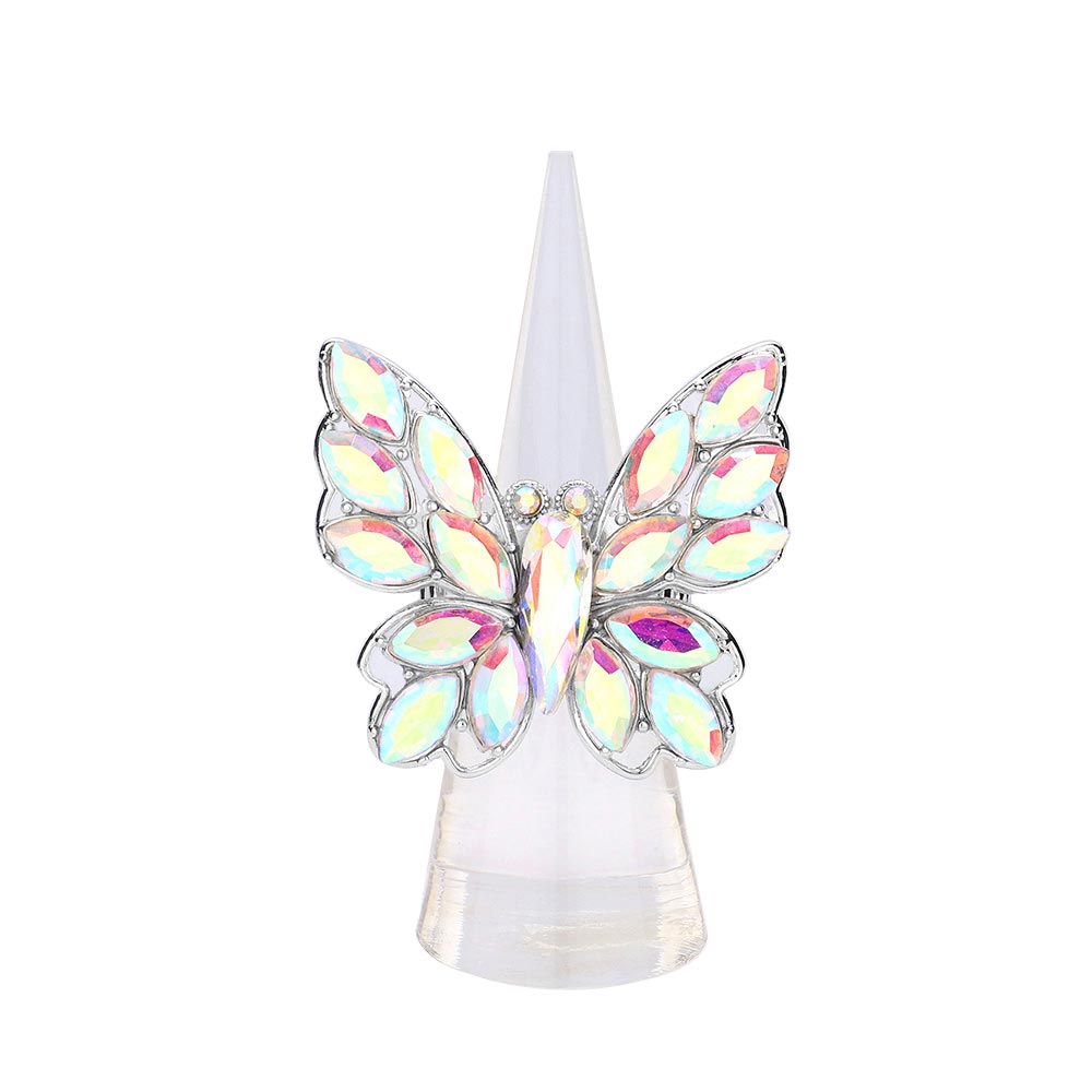 Marquise Stone Cluster Butterfly Stretch Ring by Madeline Love