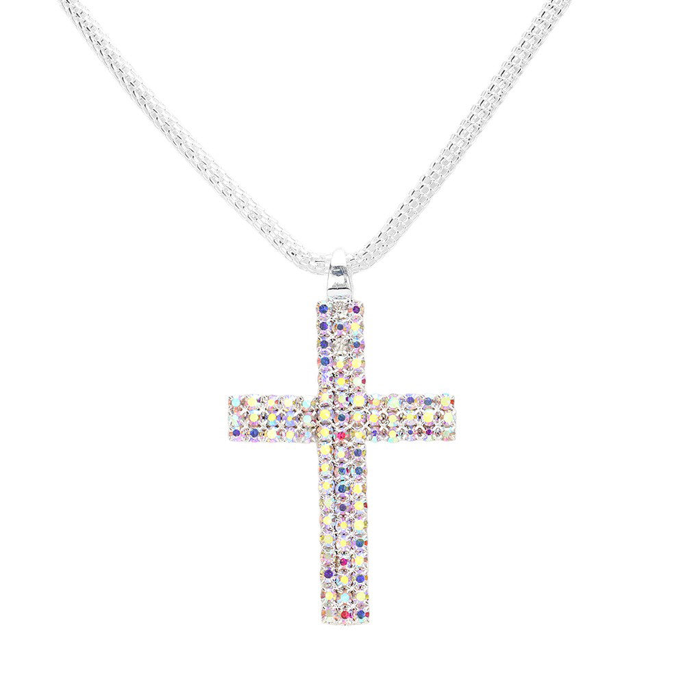 Rhinestone Paved Cross Pendant Jewelry Set by Madeline Love