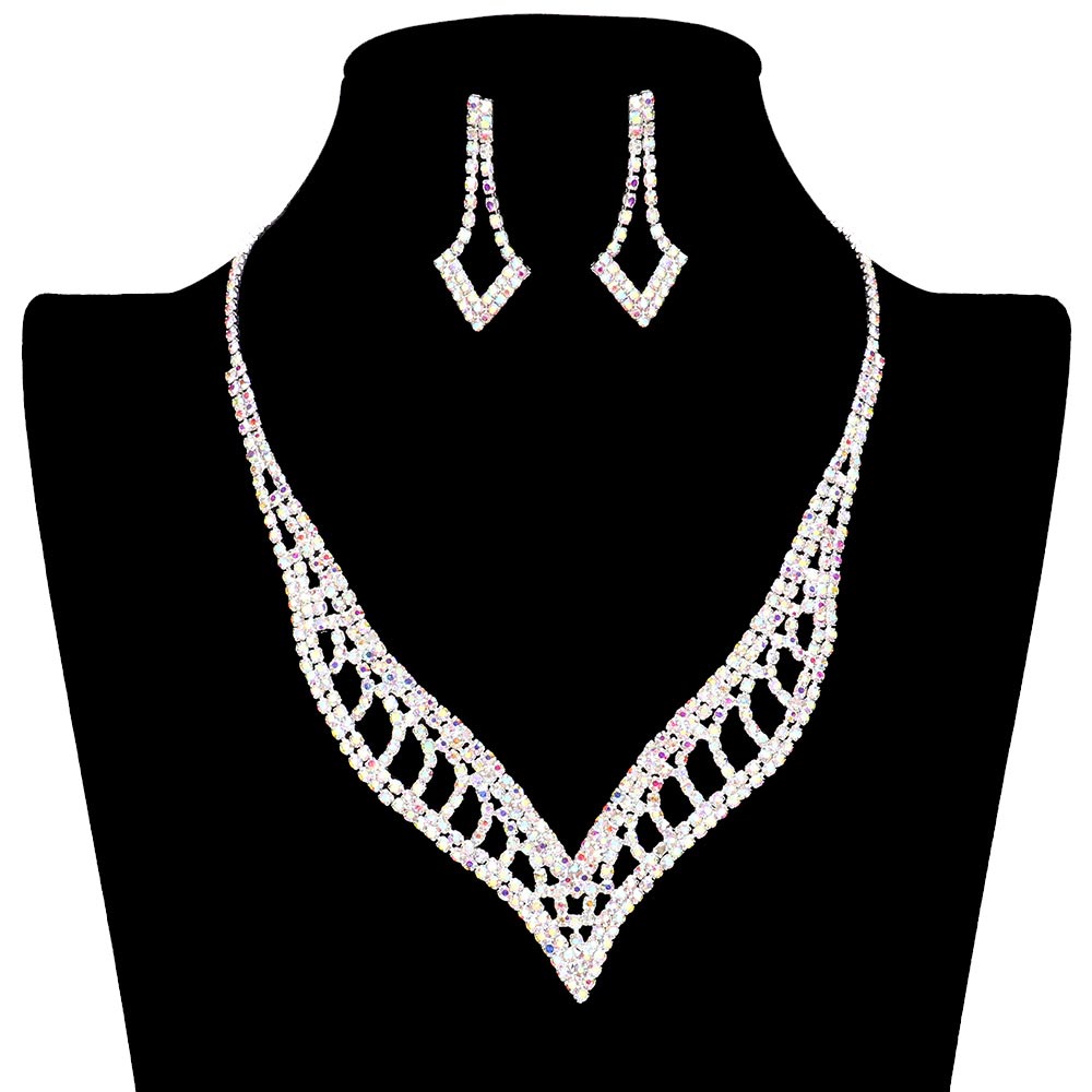 Rhinestone Paved V Shaped Jewelry Set by Madeline Love