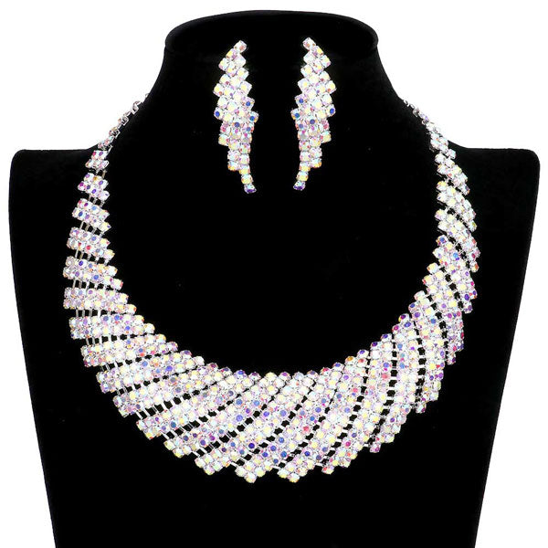 Rhinestone Tornado Collar Bib Necklace by Madeline Love