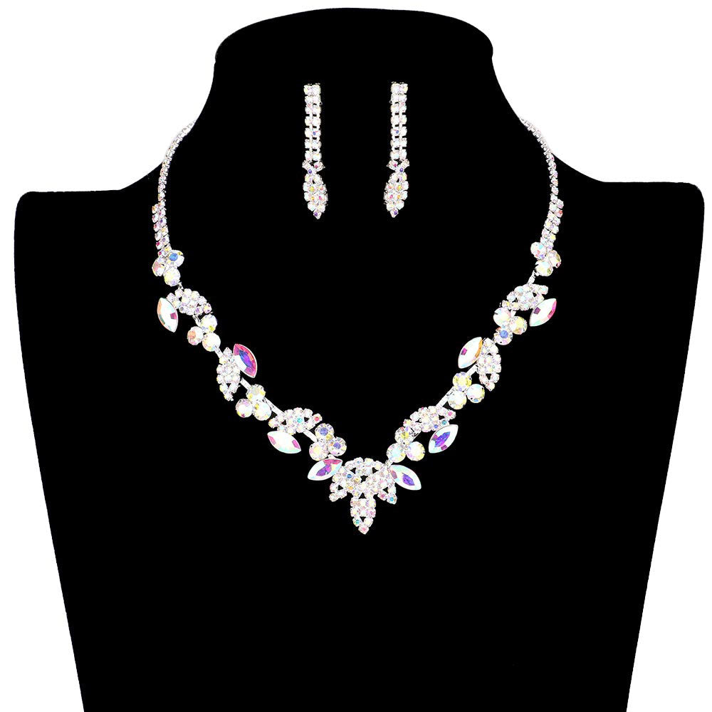 Round Marquise Stone Embellished Rhinestone Pave Necklace by Madeline Love