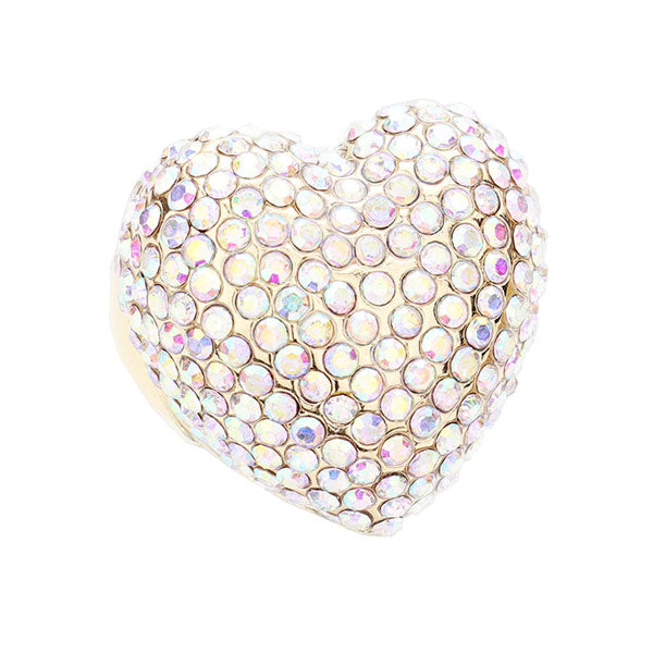 Rhinestone Pave Heart Stretch Ring by Madeline Love