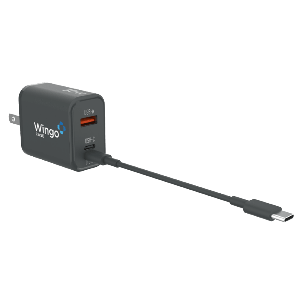 WingoCase 30W GAN Wall Charger and USB C to Lightning Cable Black by WingoCase