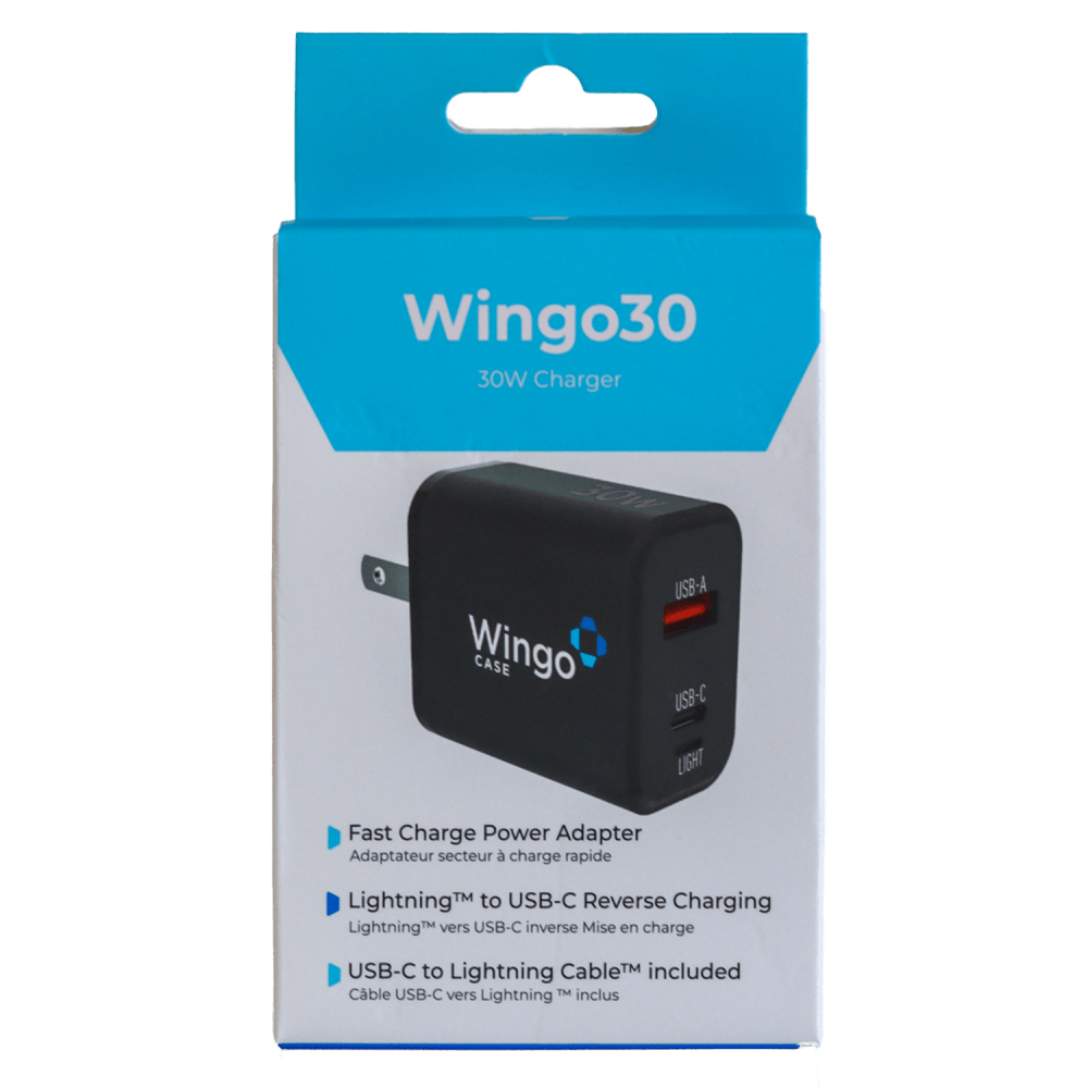 WingoCase 30W GAN Wall Charger and USB C to Lightning Cable Black by WingoCase