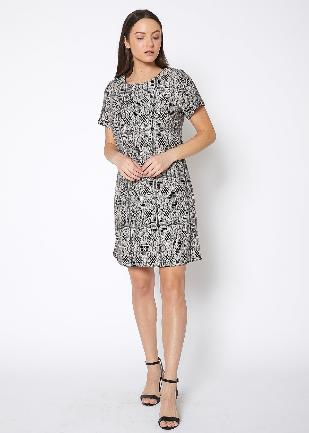 Women's Flower Embossed Shift Dress by Shop at Konus