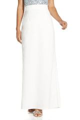 Adrianna Papell elastic waist slit back long crepe skirt by Curated Brands