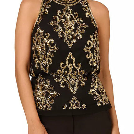 Adrianna Papell Sequin Halter-Neck Blouse by Curated Brands