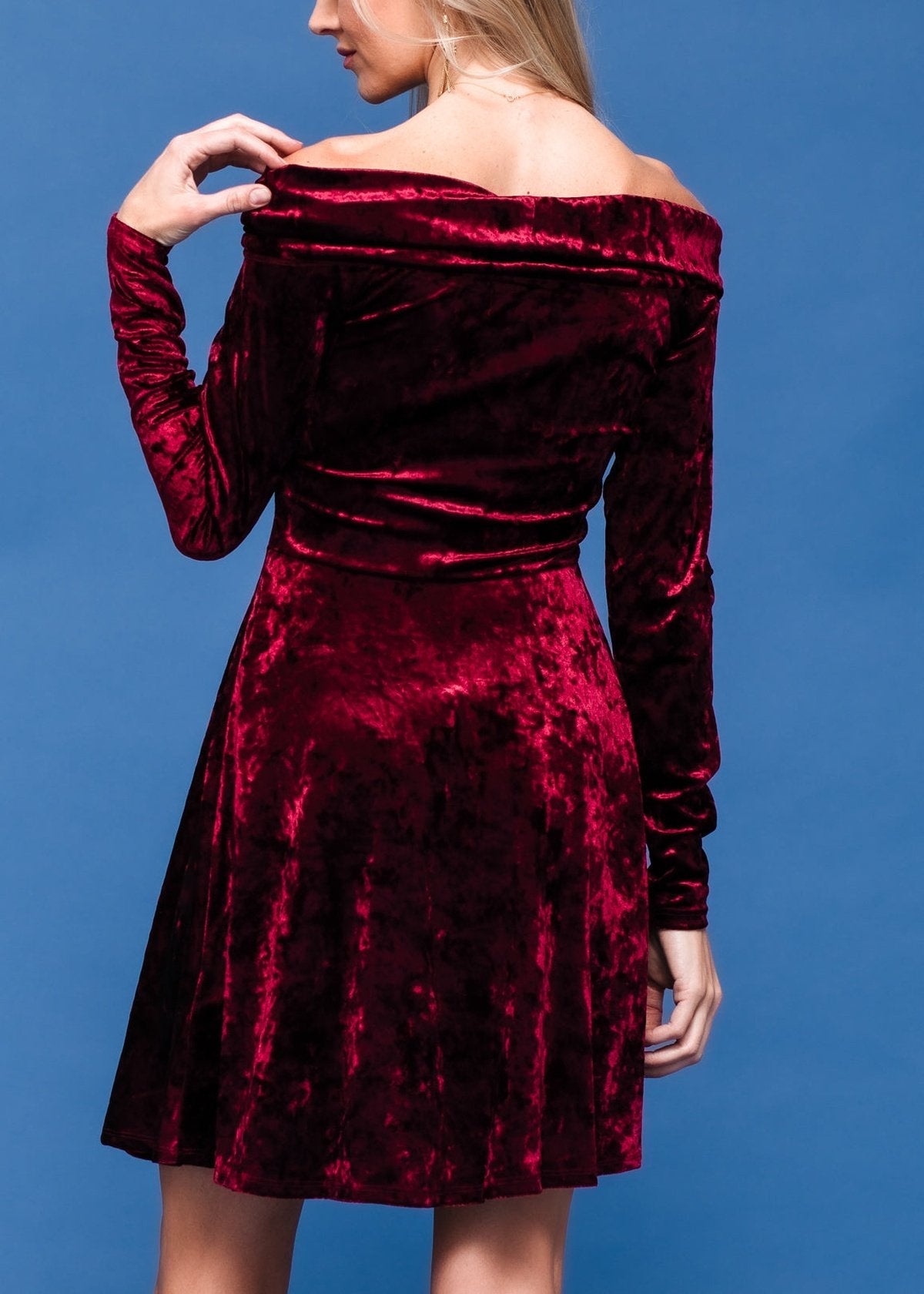 Velvet Off Shoulder Dress by Shop at Konus