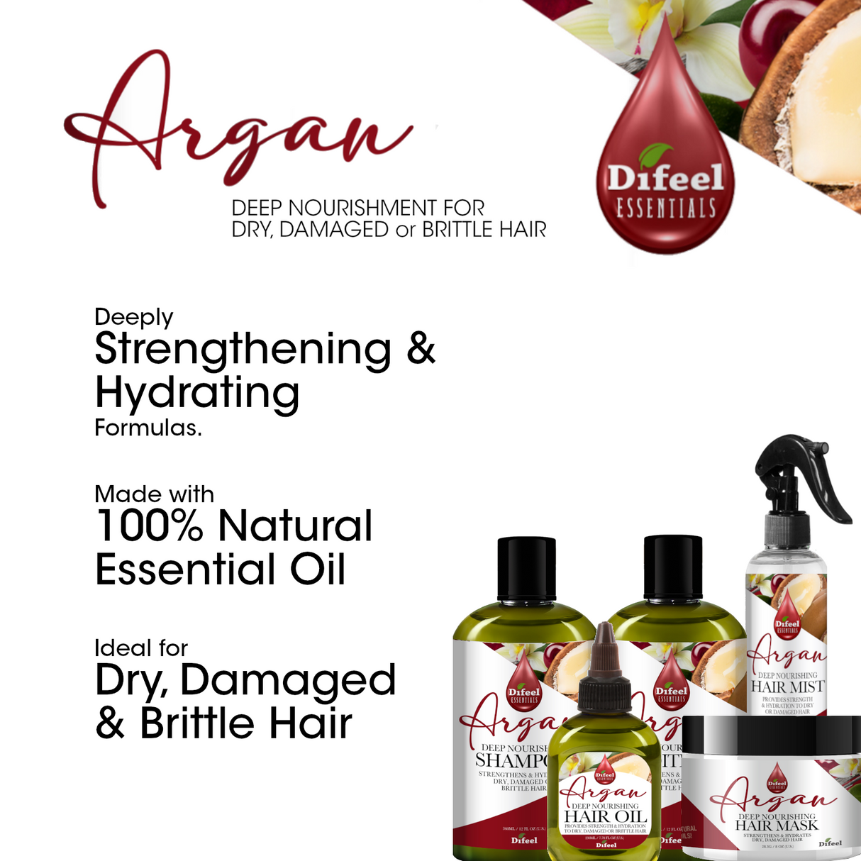 Difeel Essentials Deep Nourishing Argan - Shampoo 12 oz. by difeel - find your natural beauty