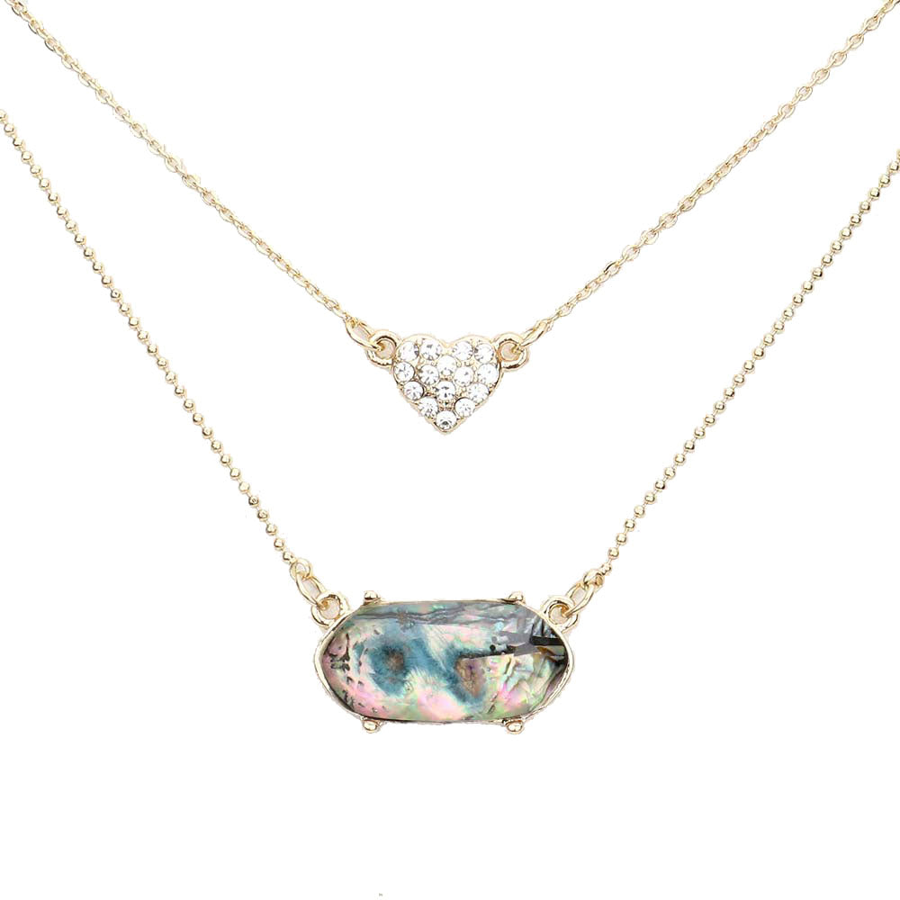 Heart Hexagon Bead Pendant Double Layered Necklace by Madeline Love