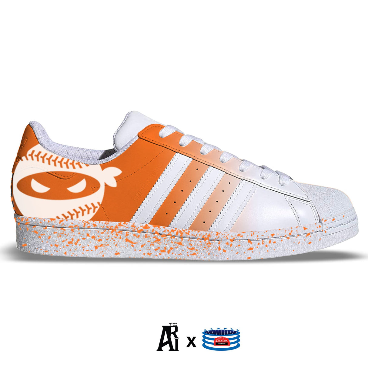 "Orange Ninja" Adidas Superstar Shoes by Stadium Custom Kicks