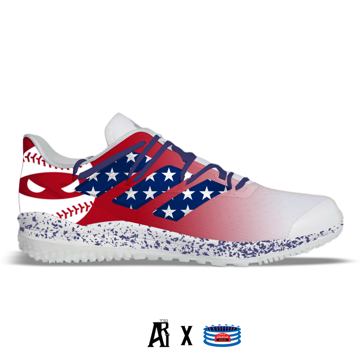 "USA Ninja" Adidas Adizero Afterburner 8 Turf Shoes by Stadium Custom Kicks