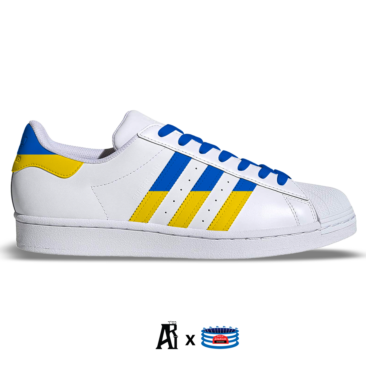 "Ukraine Strong" Adidas Superstar Shoes- Size 9.5 Men's by Stadium Custom Kicks