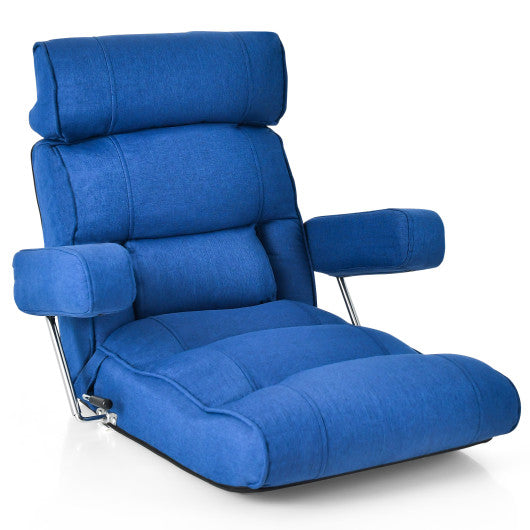 Adjustable Folding Sofa Chair with 6 Position Stepless Back-Blue