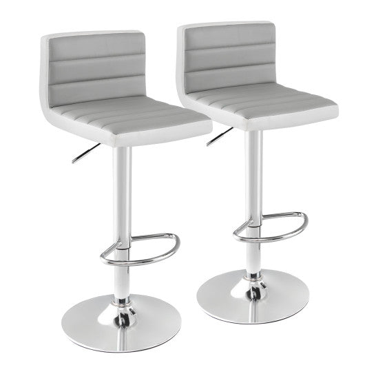 Set of 2 Adjustable Heights Barstool with PU Leather