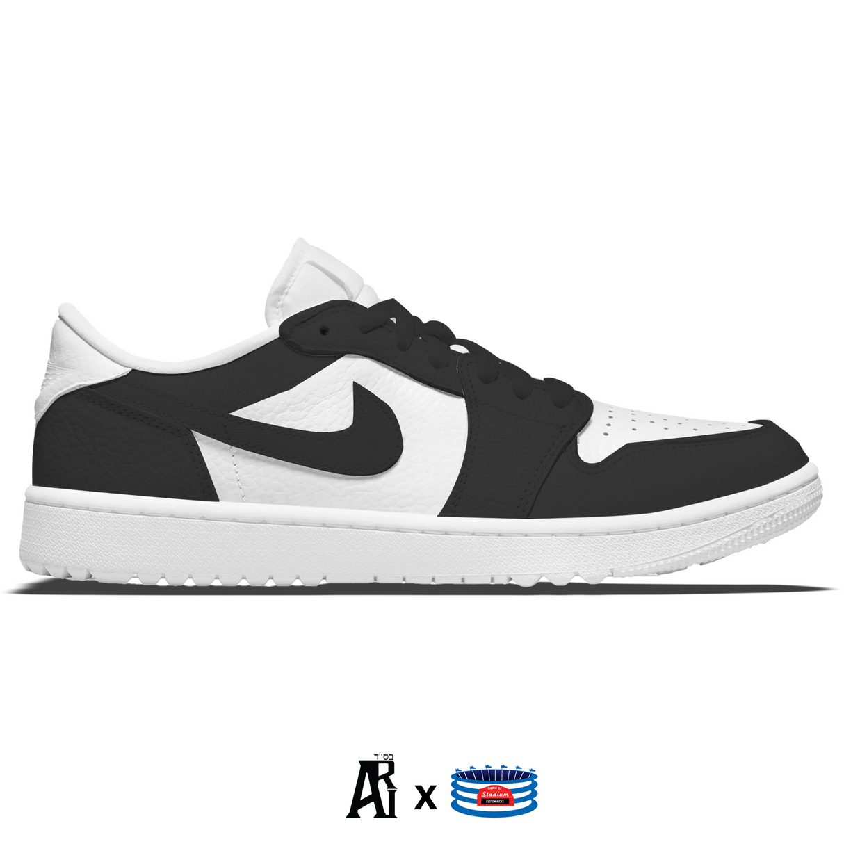 "Black & White" Jordan 1 Golf Shoes by Stadium Custom Kicks