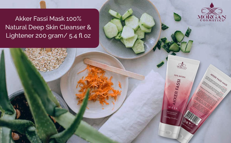 Akker Fassi Mask 100% Natural Deep Skin Cleanser & Lightener 200 gram/ 5.4 fl oz by Morgan Cosmetics