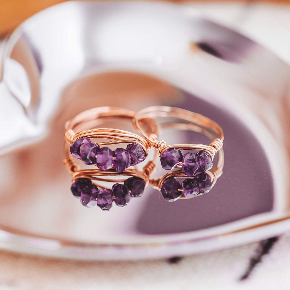 Amethyst Crystal Wire Ring by Salt and Sparkle