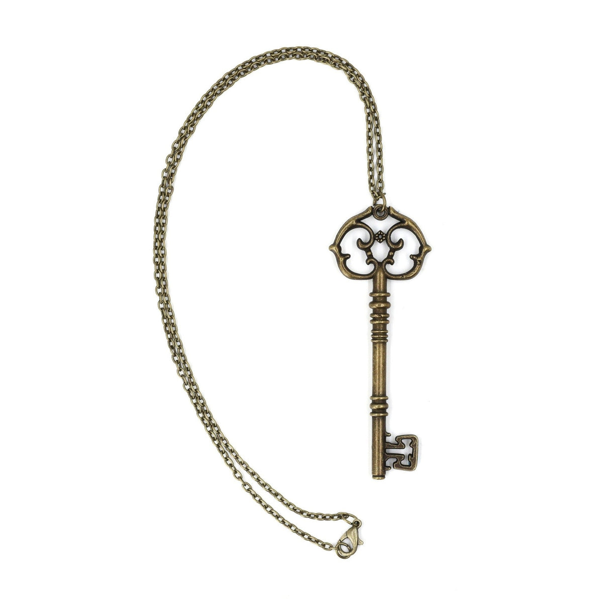 Antique Key Pendant Necklace in Gift Box (Aged Brass Tone or Silver) by The Bullish Store