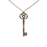 Antique Key Pendant Necklace in Gift Box (Aged Brass Tone or Silver) by The Bullish Store