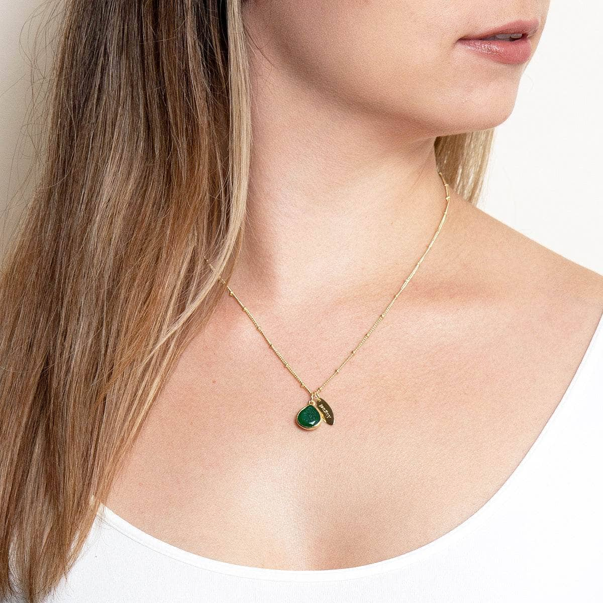 August Green Jade Birthstone Necklace by Tiny Rituals