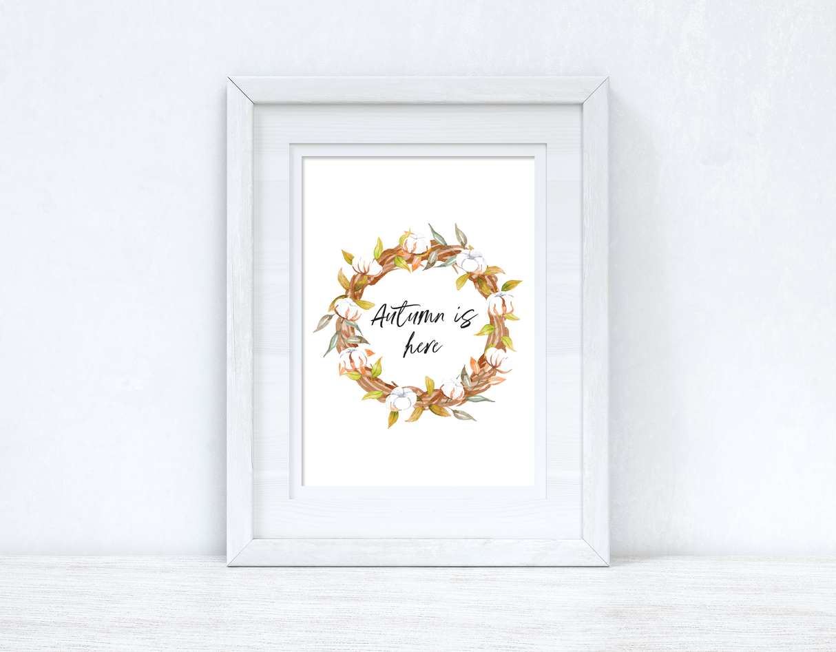 Autumn Is Here Cotton Wreath Autumn 2021 Seasonal Wall Home Decor Print by WinsterCreations™ Official Store